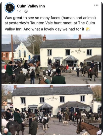 A Facebook post by the Culm Valley Inn, Cullompton