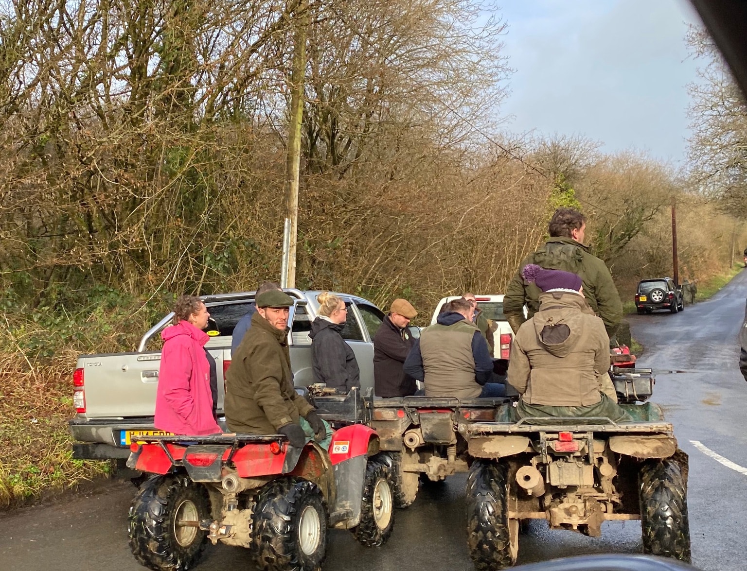 Torrington Farmers Hunt support with no plates on their quads.